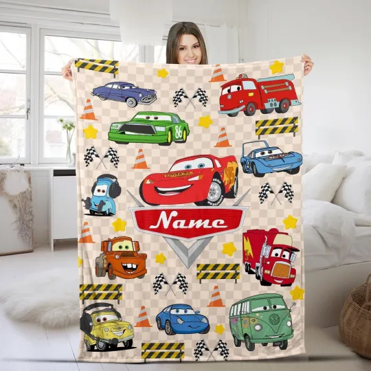 Discover Personalized Disney Cars Blanket, Custom Name Pixar Cars Blanket, Lightning McQu