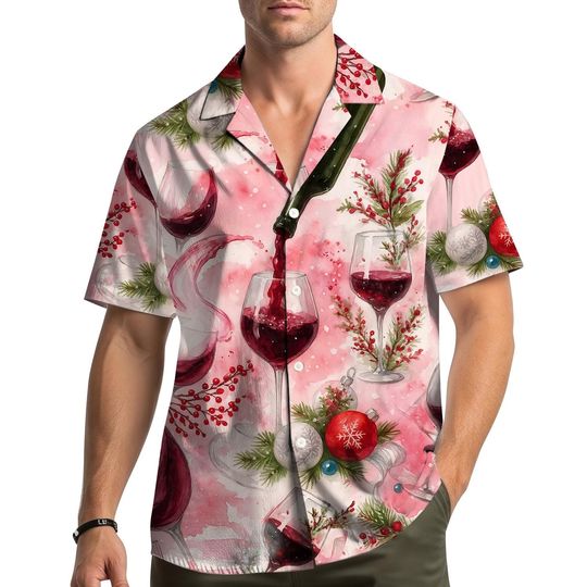 Wine Christmas Hawaiian Shirt for Men & Women