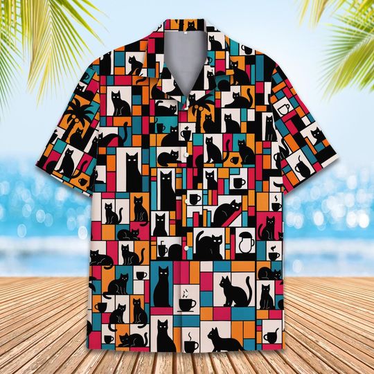 Discover Retro Cat Hawaiian Shirt Men Women Youth