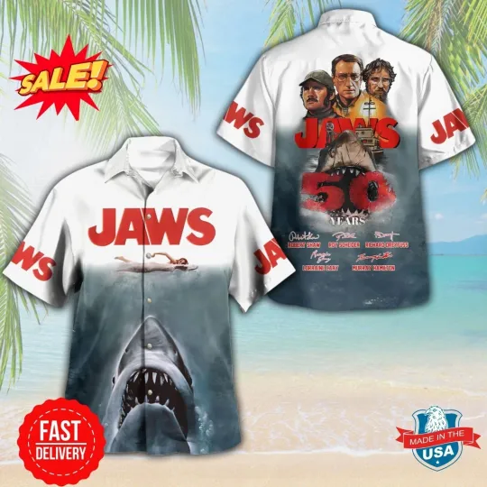Jaws 3D 50 Years Hawaiian Shirt