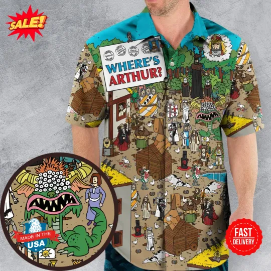 Discover Where's Arthur Monty Python and the Holy Grail Hawaiian Shirt