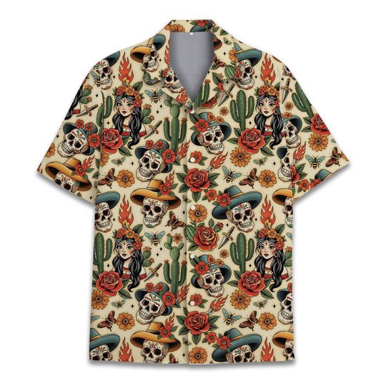 Discover Day of the Dead Hawaiian Shirt for Men Women Youth