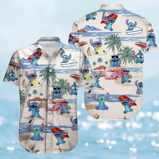 Discover Disney Lilo And Stitch Stitch Actions Family Trip Retro Hawaiian Shirt