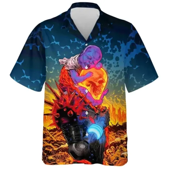 Disney Marvel Cosmic Ghost Rider Thanos Hawaiian Shirt