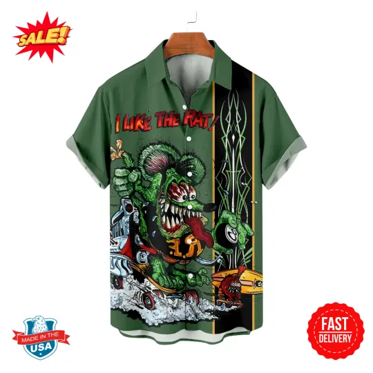 Discover Custom Rat Fink Hawaiian Shirt - Greaser Culture, Old School Monster Graphics