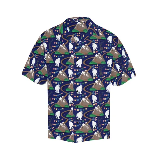 Discover Disney White Bigfoot Everest Night Blue Hawaiian Shirt