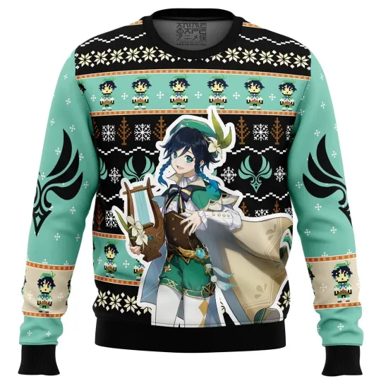 Discover Venti Genshin Impact Ugly Christmas Sweater Perfect Gift for Genshin Fans