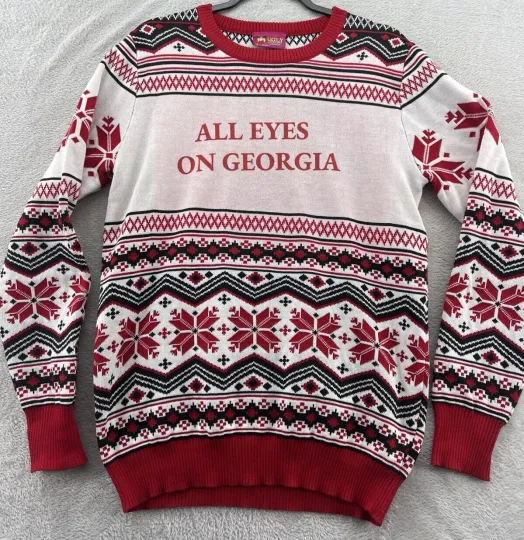 Discover Ugly Christmas Sweater Mens Medium UGA University of Georgia Red Black Crew Neck