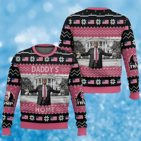 Discover Daddys Home Ugly Sweater, Trump President Christmas Sweater, Donald Trump 2024
