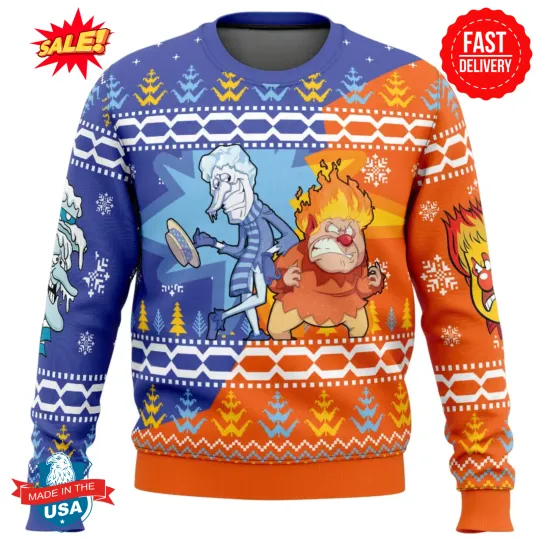 Discover Heat and Snow Miser The Year Without a Santa Claus Ugly Christmas Sweater