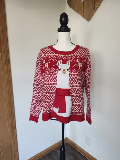 It's Our Time Christmas Llama Crew Neck Sweater