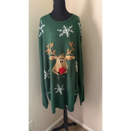 Discover Womens Novelty Christmas Sweater Reindeer Holiday Snowflake Festive Green