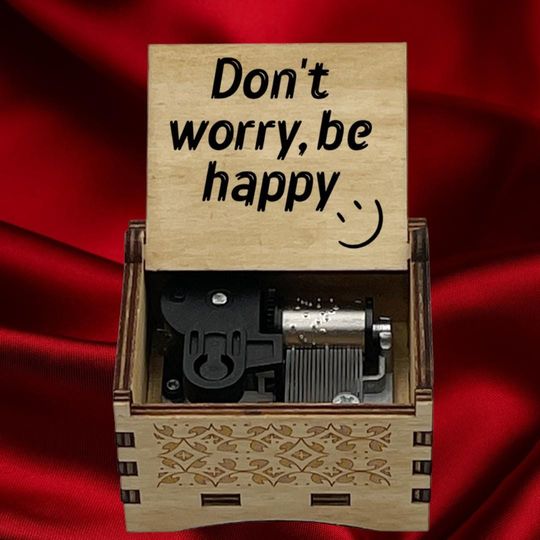 Discover Don't Worry Be Happy Music Box: Birch Wood Souvenir