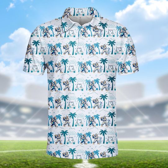 Funny Bigfoot Golf Polo for Men and Women, Tropical Sasquatch Summer Golf Shirt