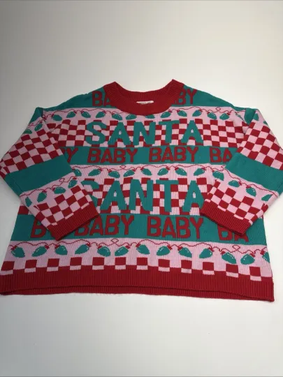 Grayson Threads Christmas Sweater Santa Baby Knitted Crew Women's XXL Ugly EUC