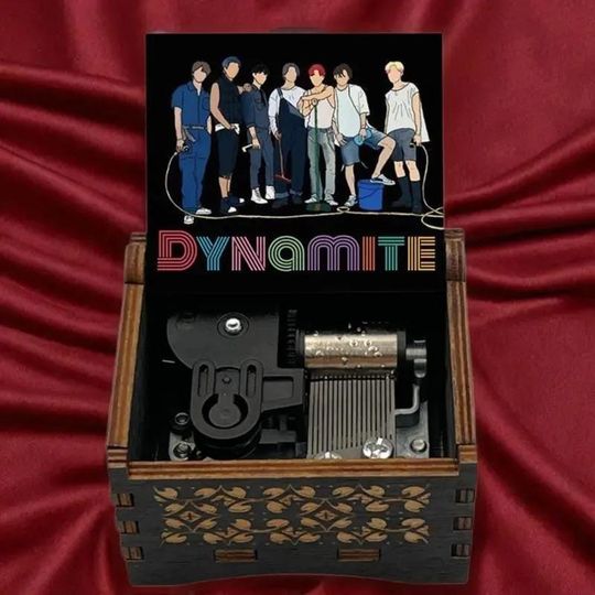 BTS Dynamite Music Box: Birch Plywood, Engraved Wood