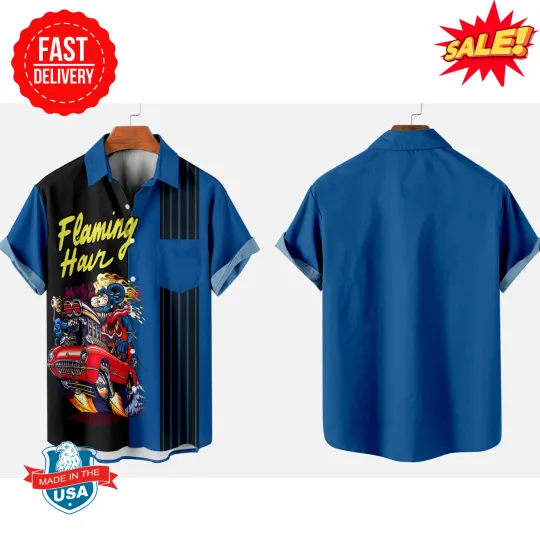 Discover RatFink Hawaiian Shirt – Cartoon Rat Madness with Retro Car Club Racing Feel