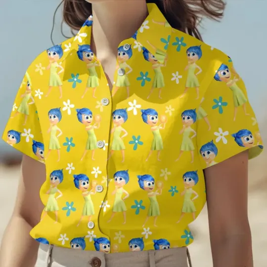 Discover Disney Inside Out Joy Its Okay To Feel Beach Yellow Hawaiian Shirt
