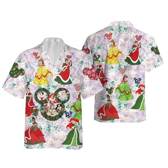 Discover Disneyworld Princess Disneyland Christmas Aloha Kingdom Hawaiian Shirt