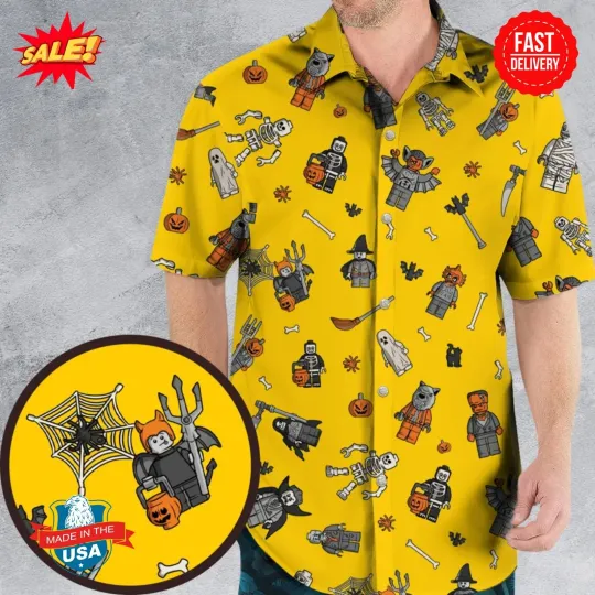 Discover Spooky Season Lego Halloween Hawaiian Shirt