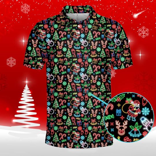 Discover Neon Christmas Polo Shirt for Men and Women