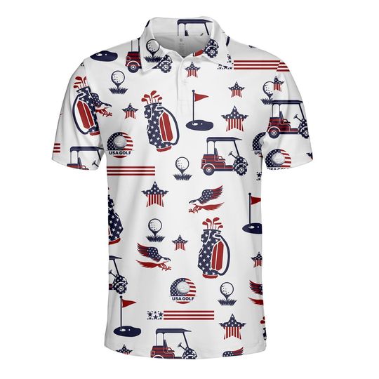 Patriotic USA Golf Polo Shirt for Men and Women