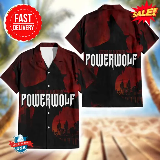 Discover Powerwolf Album Return In Bloodred Cover Aloha Music Summer Hawaiian Shirt