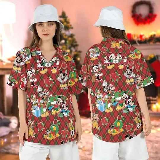 Discover Disneyland Disney Christmas Mickey Friend Xmas Hawaiian Shirt Summer Aloha S-5XL