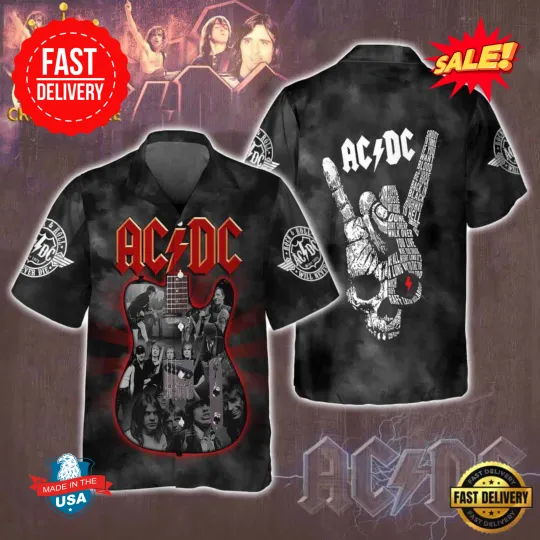 Discover AC-DC Rock Band Since 1973 Rock And Roll Will Never Die Hawaiian Shirt