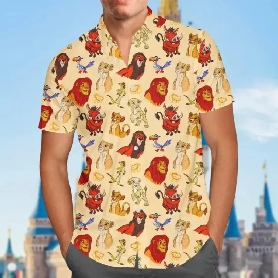 Discover Disney The Lion King Simba & Friends Retro Yellow Hawaiian Shirt