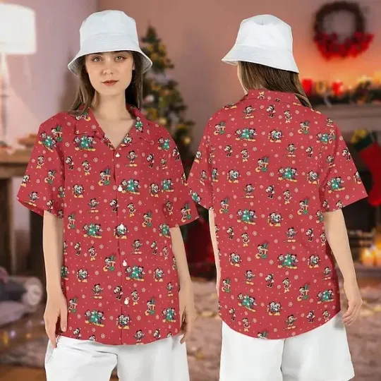 Discover Mickey Minnie Reindeer Light Disney Hawaiian Shirts Christmas Holiday Gift