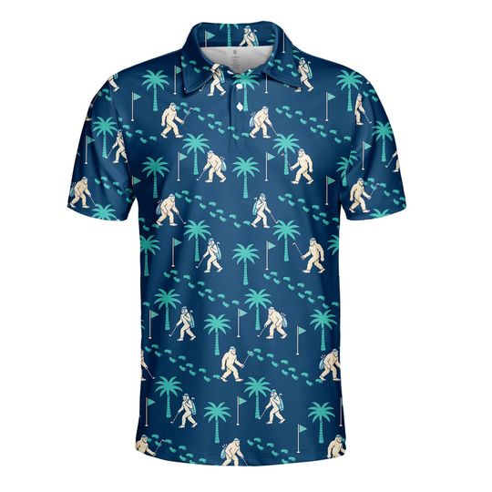Bigfoot Tropical Golf Polo Shirt for Men and Women, Summer Short Sleeve Sasquatch Polo
