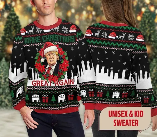 Donald Trump Ugly Christmas Sweaters, Make Christmas Great Again Donald Trump