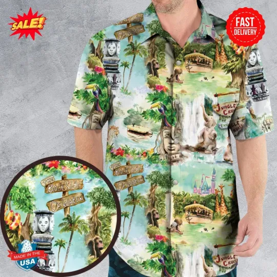 Water Color Jungle Cruise Map Hawaiian Shirt