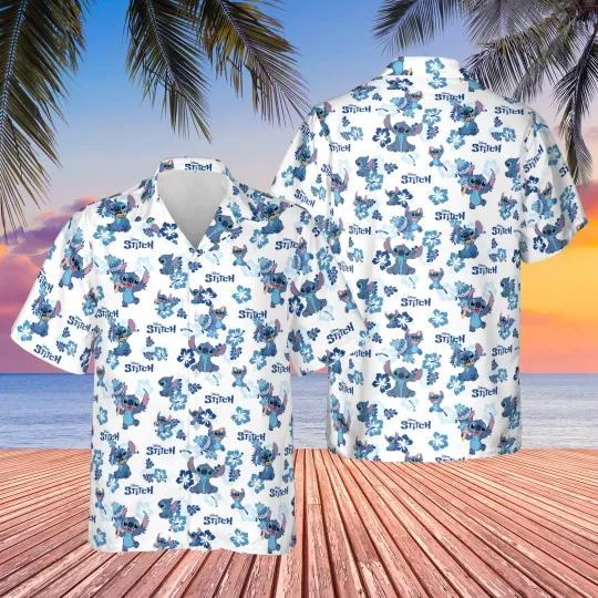 Disney Lilo & Stitch Floral White Unisex Hawaiian Shirt