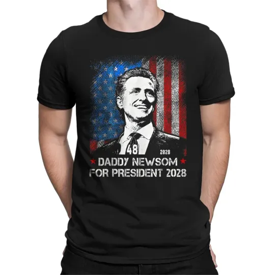 Discover Daddy Newsom for President 2028 American Flag Unisex T-Shirt