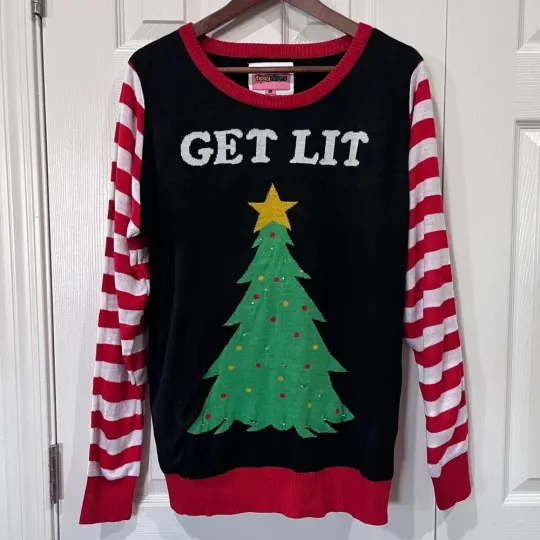 Discover Tipsy Elves Get Lit Light Up Ugly Christmas Sweater Size L