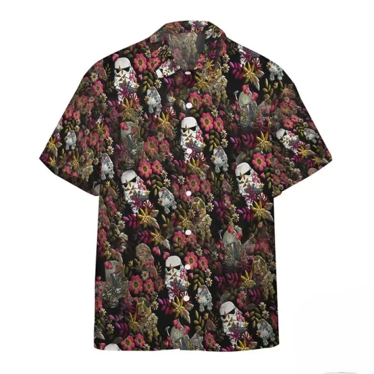 Disney Star Wars Hidden Stormtroopers Vintage Floral Black Hawaiian Shirt