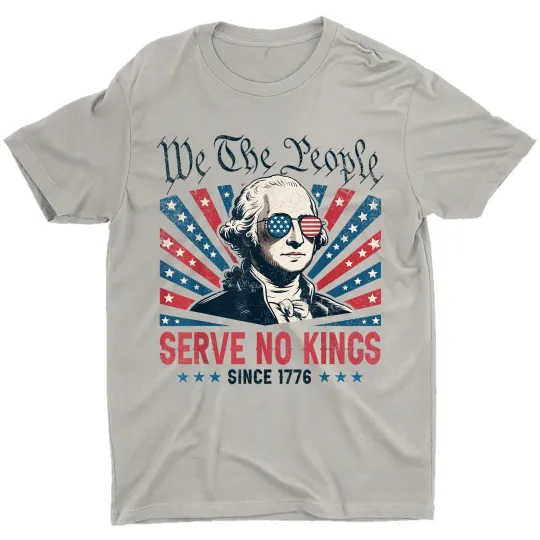 Discover No King in USA 1776 Patriotic American Flag T-Shirt for Men and Unisex