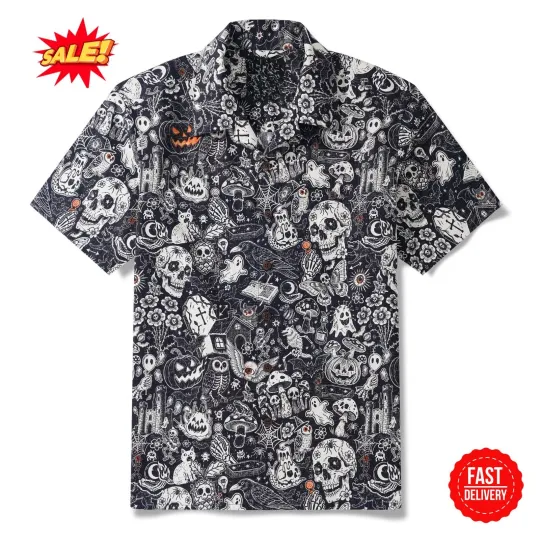 Discover Men's Halloween Shirt Skull Hawaiian Shirt S-5XL