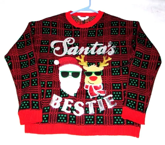 No Boundaries Christmas Sweater Size M 7-9 Women Santas Bestie