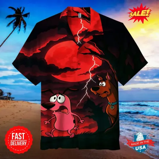 Scooby-Doo and Courage the Cowardly Dog | Unisex Hawaiian Shirt