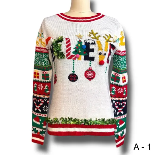 Discover No Boundries Juniors Sweater Sz L (11-13) Ugly Christmas Crew Neck Holidays