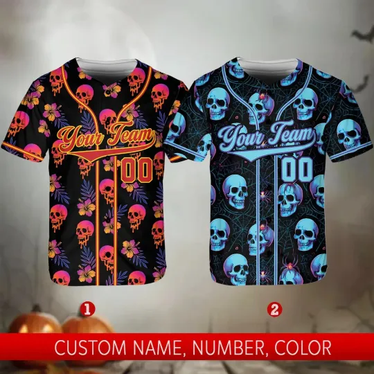 Discover Custom Skull Halloween Baseball Jersey - Adults, Kids & Youth