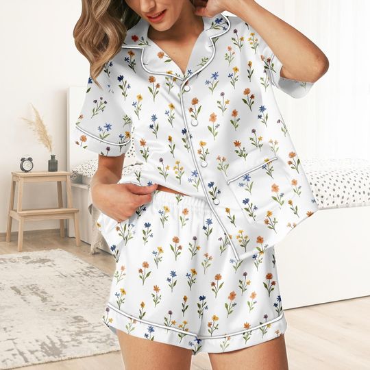 Discover Floral Pajamas Set Women, Blossom Pajamas For Women, Matching Pajama Shorts Women