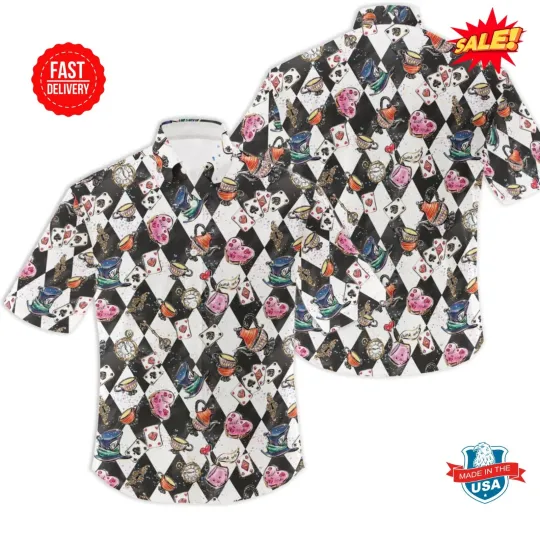 Alice In Wonderland 3D Tropical Hawaiian Shirt