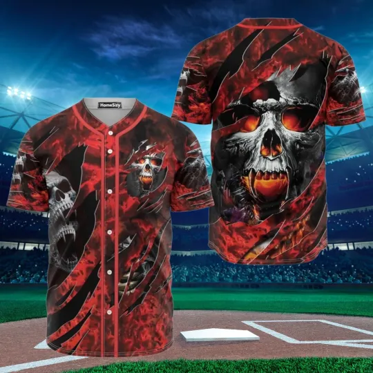 Discover Halloween Gothic Skull Baseball Jersey - Adults, Kids & Youth