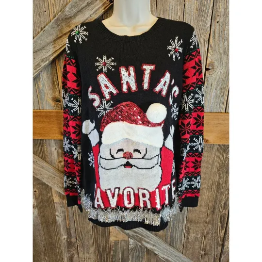 Discover Santa's favorite NOBO ugly Christmas sweater knit bells tencel 3D pullover 2XL #