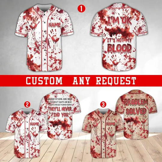 Discover Personalized Bloody Halloween Baseball Jersey - Adults, Kids & Youth