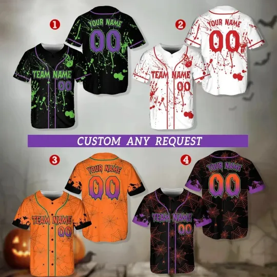 Discover Halloween Baseball Jersey – Custom Name & Number Horror - Adults Kids & Youth